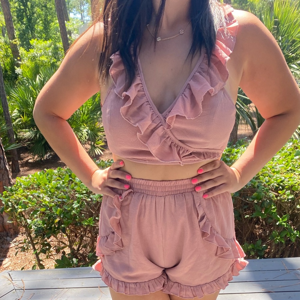 pink ruffle set